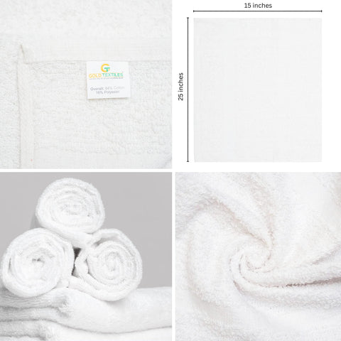 GOLD TEXTILES 12-pack white towels folded neatly for storage