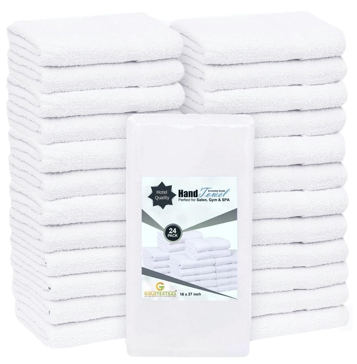 GOLD TEXTILES 24-piece white towels bulk pack ready for spa and hotel use