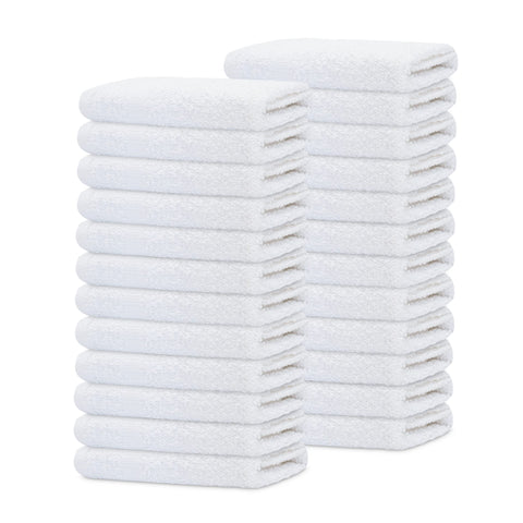 GOLD TEXTILES reusable white washcloths that replace disposable towels.