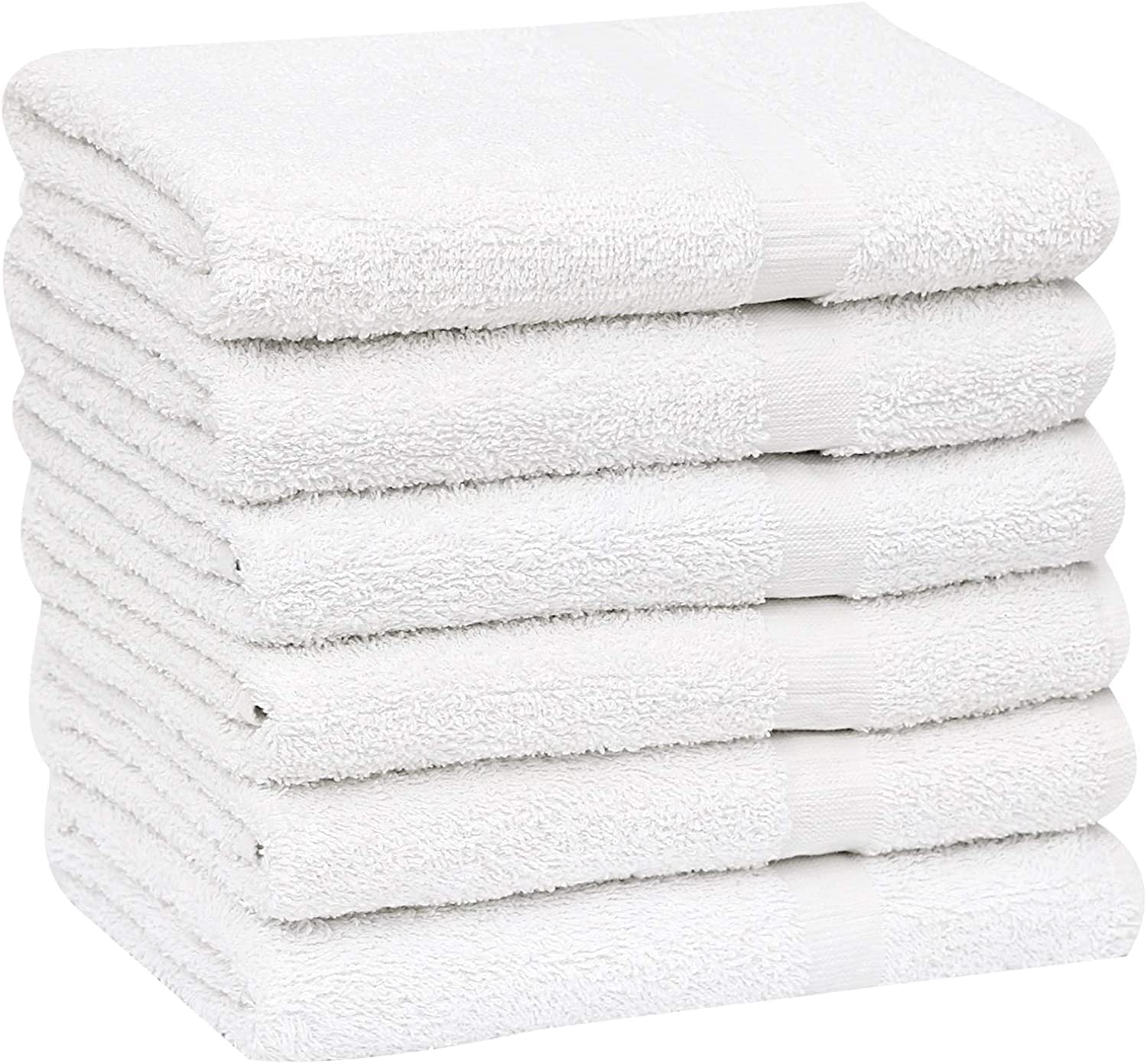 GOLD TEXTILES folded white towels in compact pack ready for gym use.