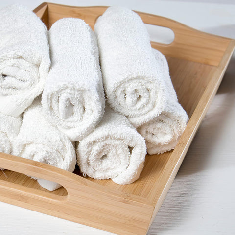 Gold Textiles multiuse washcloths suitable for kitchen, bathroom, gym, and spa.