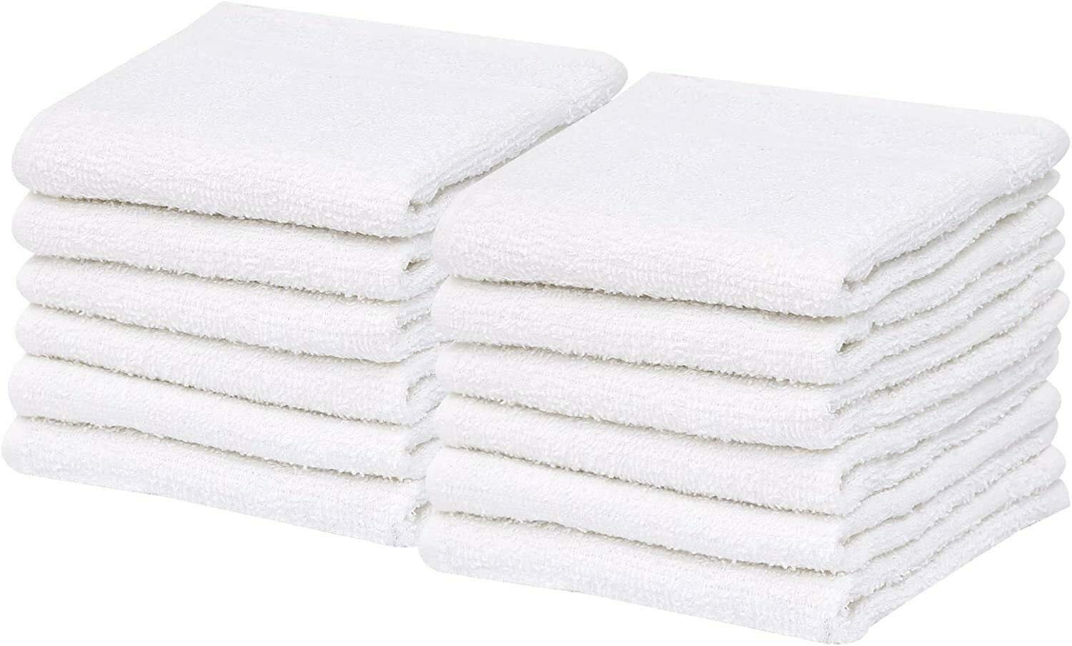 Gold Textiles white washcloth packaging highlighting bulk value and storage efficiency.