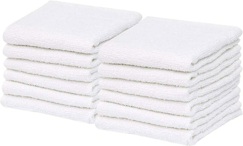 Gold Textiles white washcloth packaging highlighting bulk value and storage efficiency.