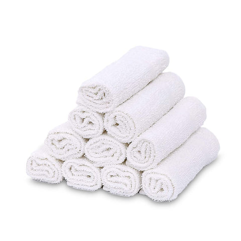 GOLD TEXTILES white washcloths displayed in a clean, organized setup