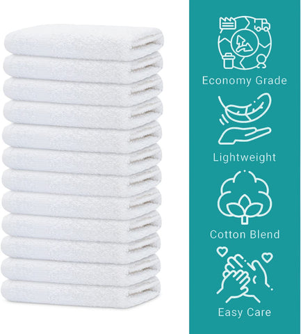 GOLD TEXTILES white washcloths folded compact for easy storage