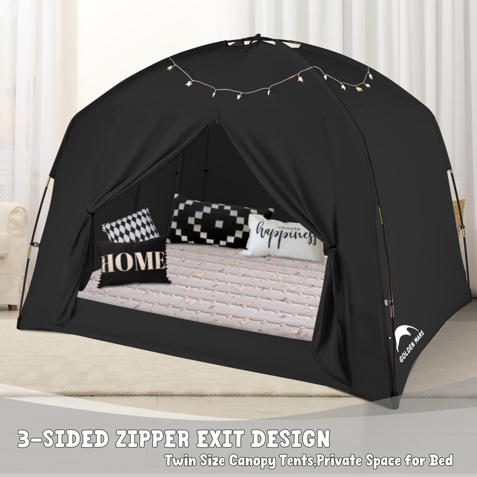 GOLDEN MARS bed tent comes in a lightweight, portable package.
