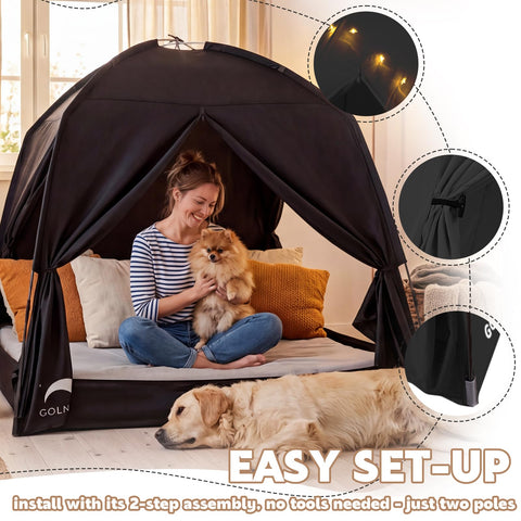 GOLDEN MARS privacy-space bed tent creates a cozy personal nook