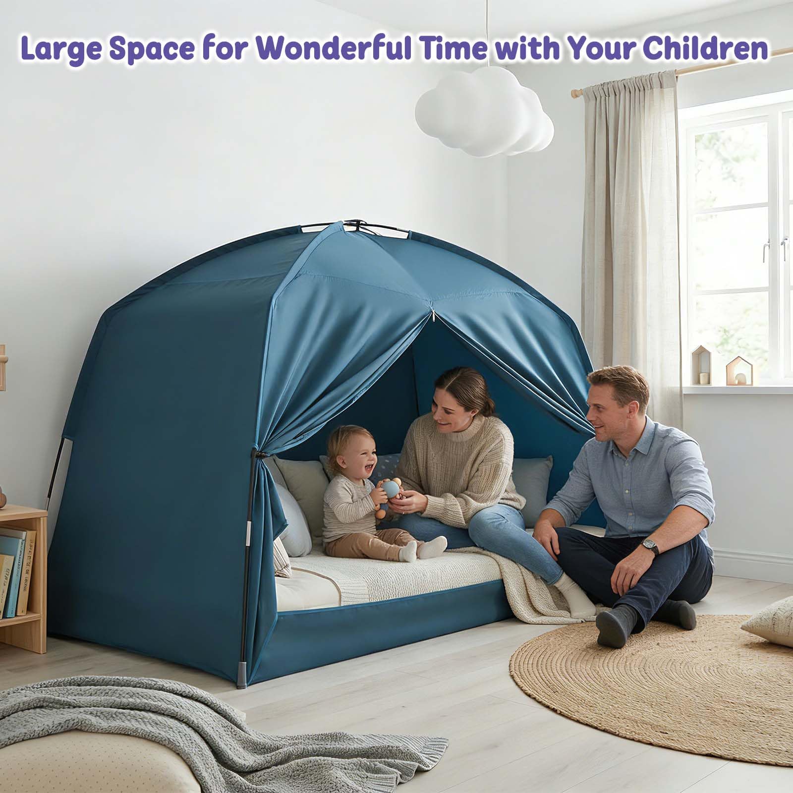 GOLDEN MARS star-lit tent crafts enchanting reading nook.