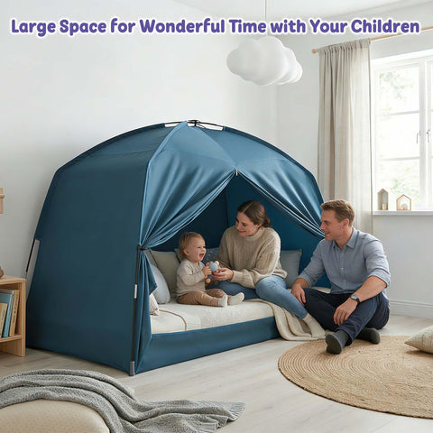 GOLDEN MARS star-lit tent crafts enchanting reading nook.