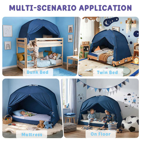 GOLDEN MARS twin-bed tent in a bedroom scene offers private play space.