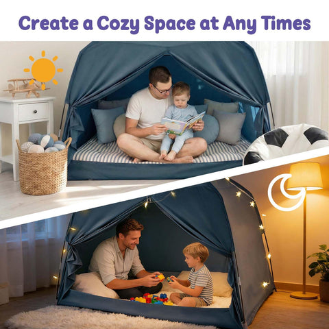 GOLDEN MARS bed tent interior highlights roomy space for kids.