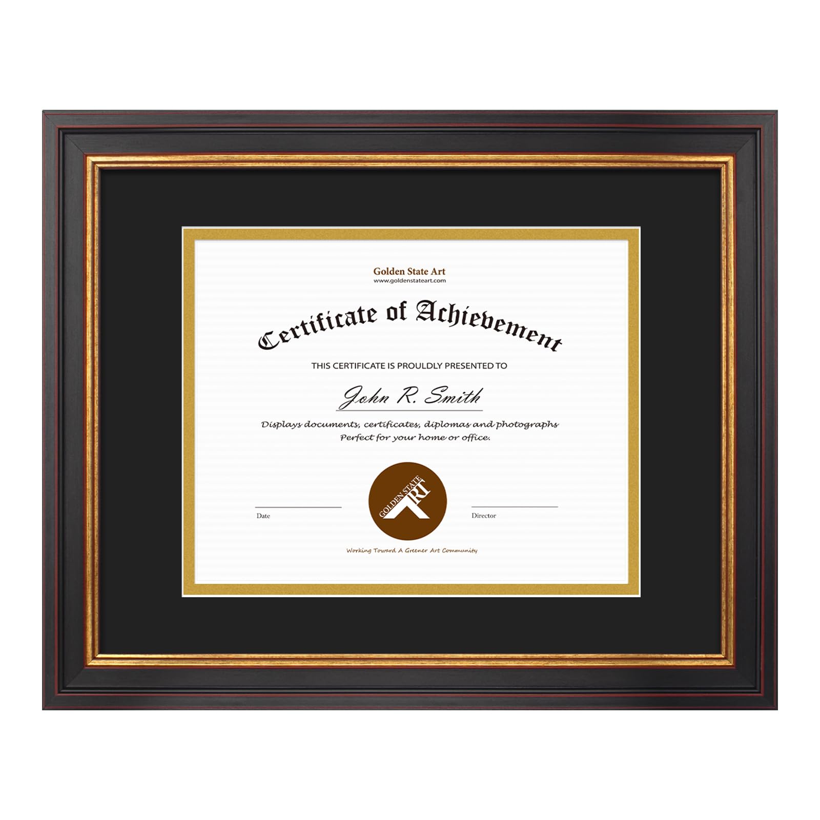 Golden State Art 11x14 frame with black gold double mat for diplomas.
