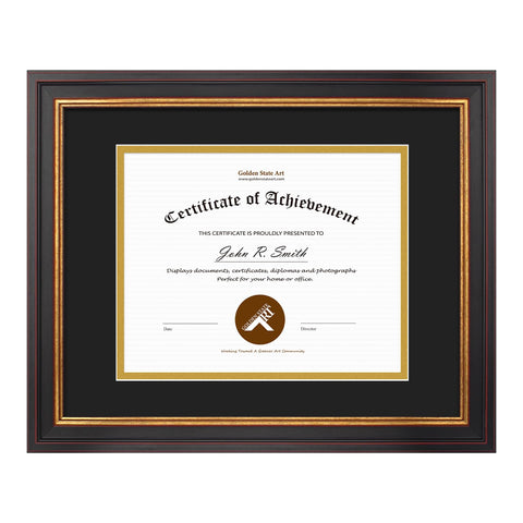 Golden State Art 11x14 frame with black gold double mat for diplomas.