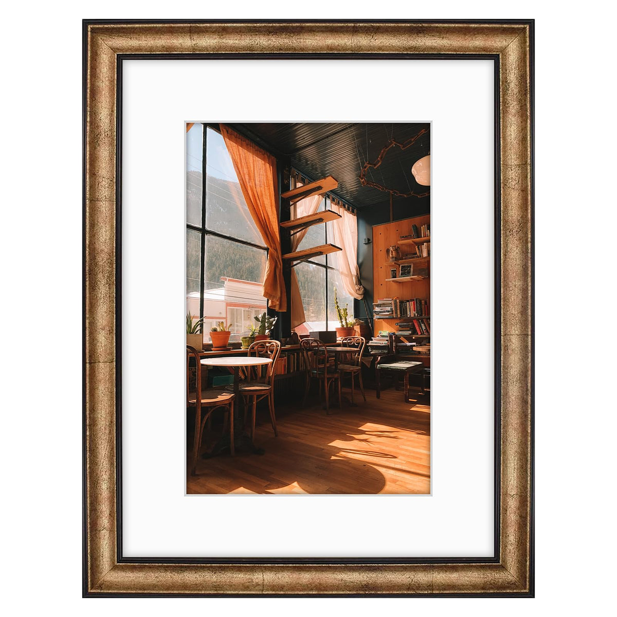 Golden State Art frame front view highlights vintage charm for portraits
