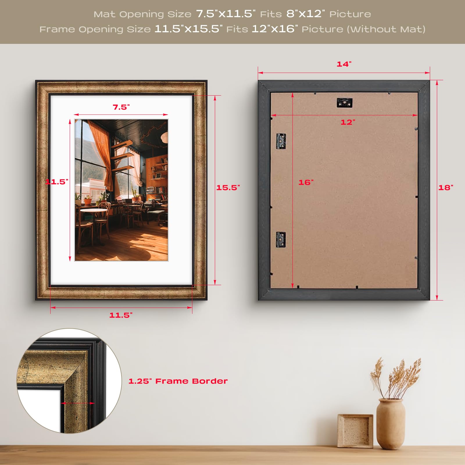 Golden State Art frame with white mat demonstrates versatile 8x12 display