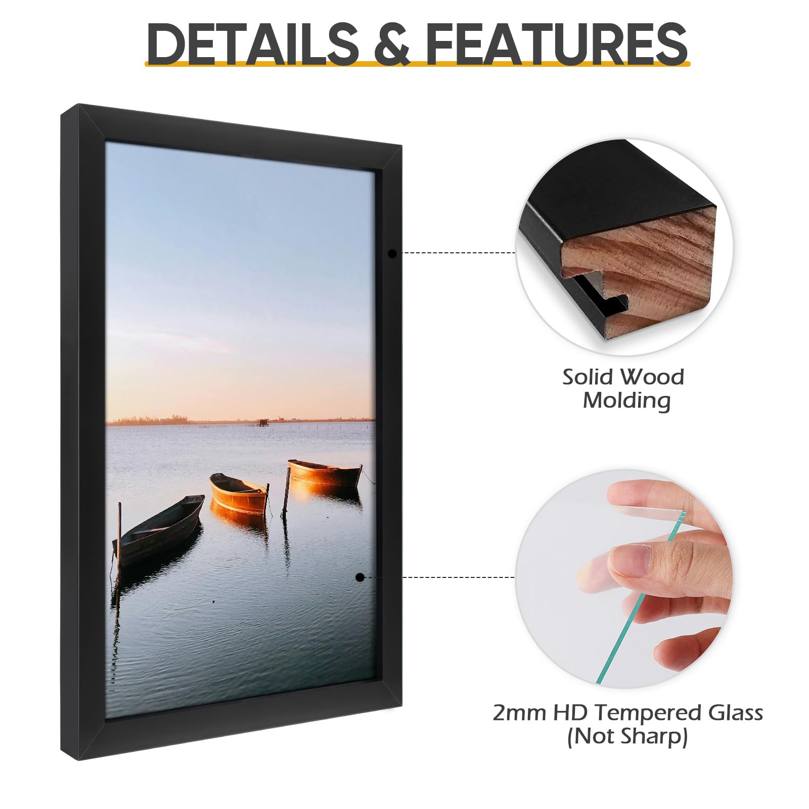 Golden State Art 360 swivel tabs for quick photo changes.