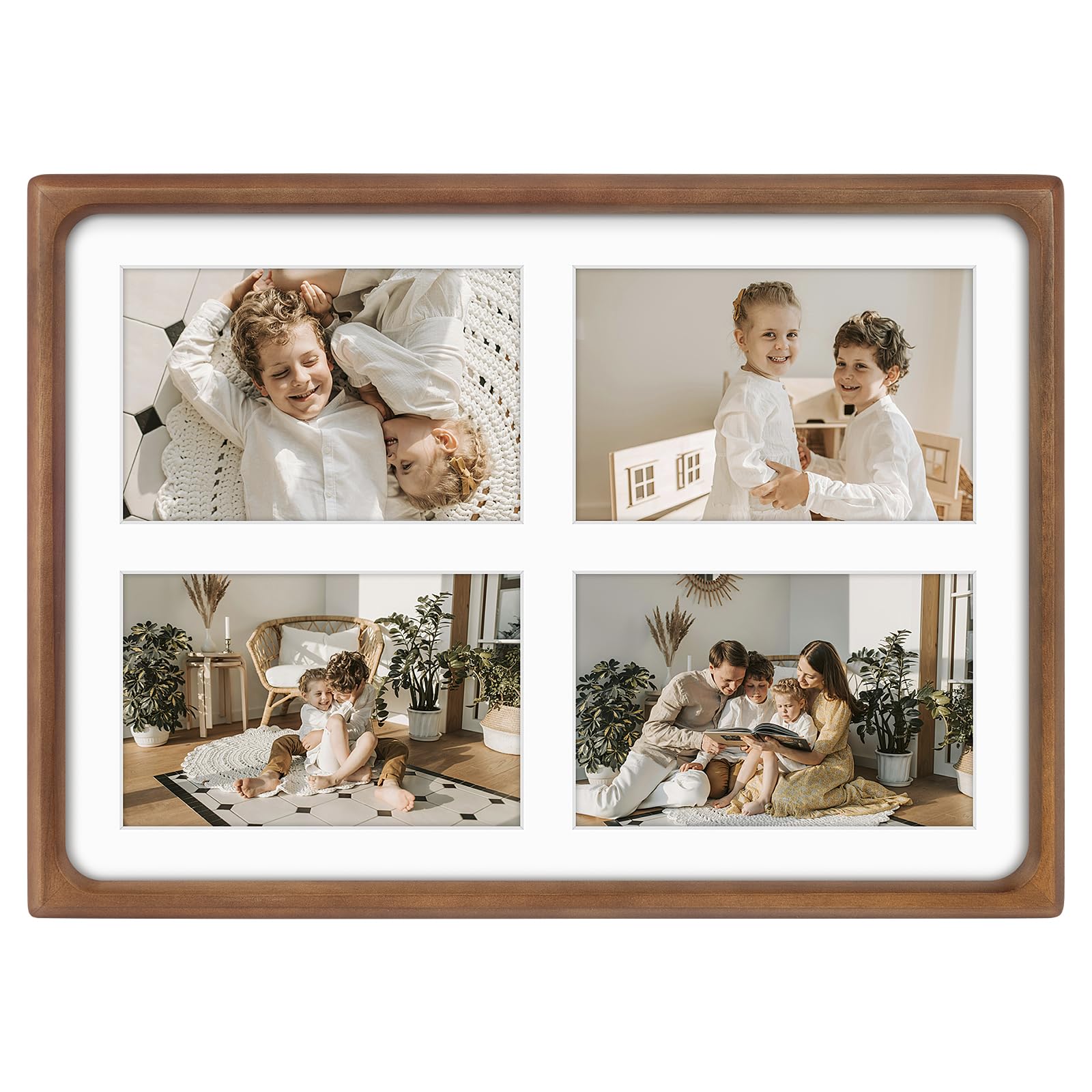 Golden State Art 4x6 collage frame close-up with rounded corners and natural wood grain.