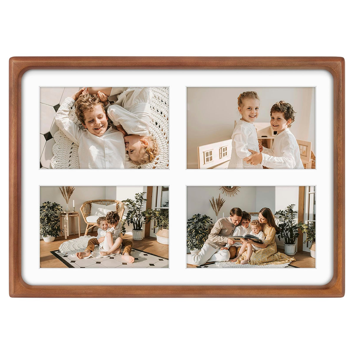 Golden State Art 4x6 collage frame close-up with rounded corners and natural wood grain.