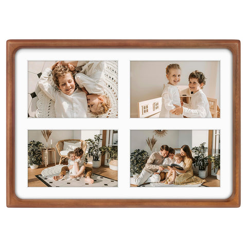 Golden State Art 4x6 collage frame close-up with rounded corners and natural wood grain.