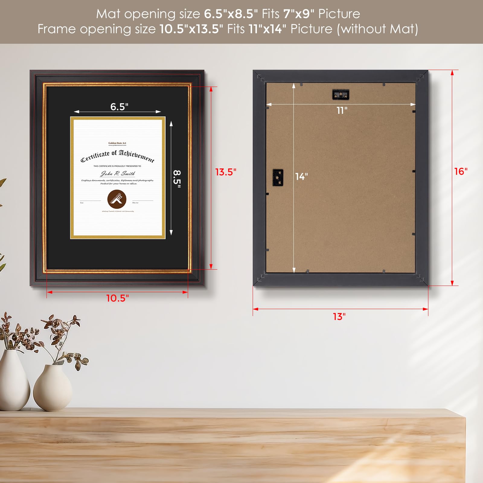 7x9 photo display area with mat installed.