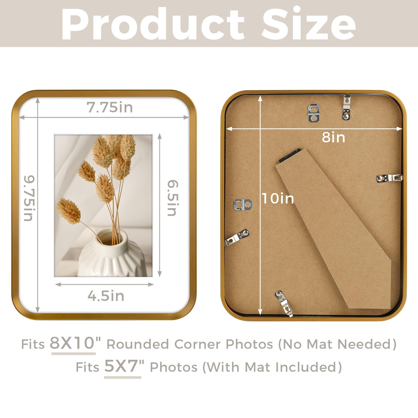 Golden State Art 8x10 round corner frame with matte surface for modern decor.