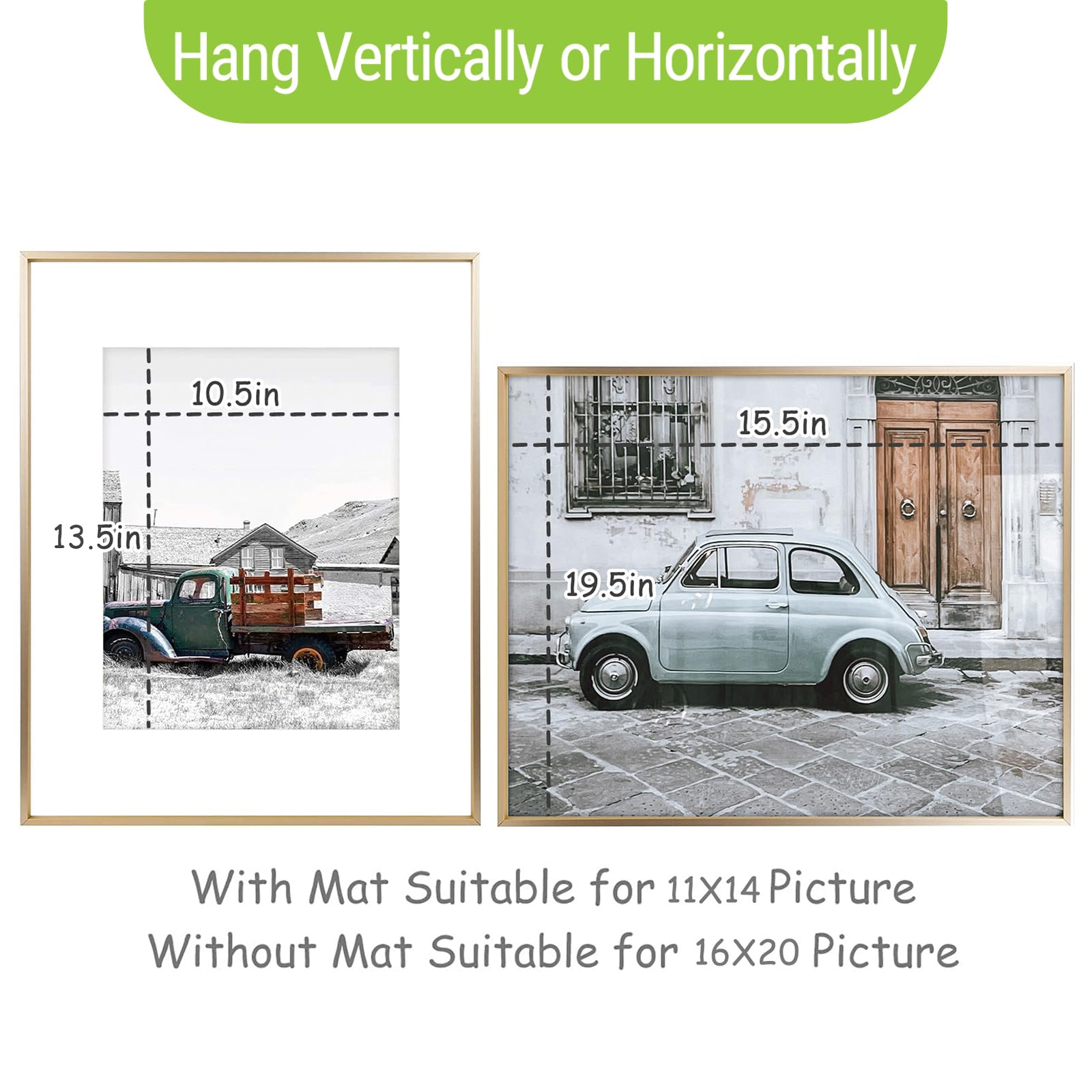 Golden State Art back hangers enable vertical or horizontal mounting