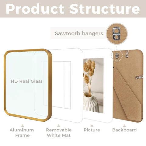 Golden State Art bronze gold aluminum frame protects photos with sturdy glass.