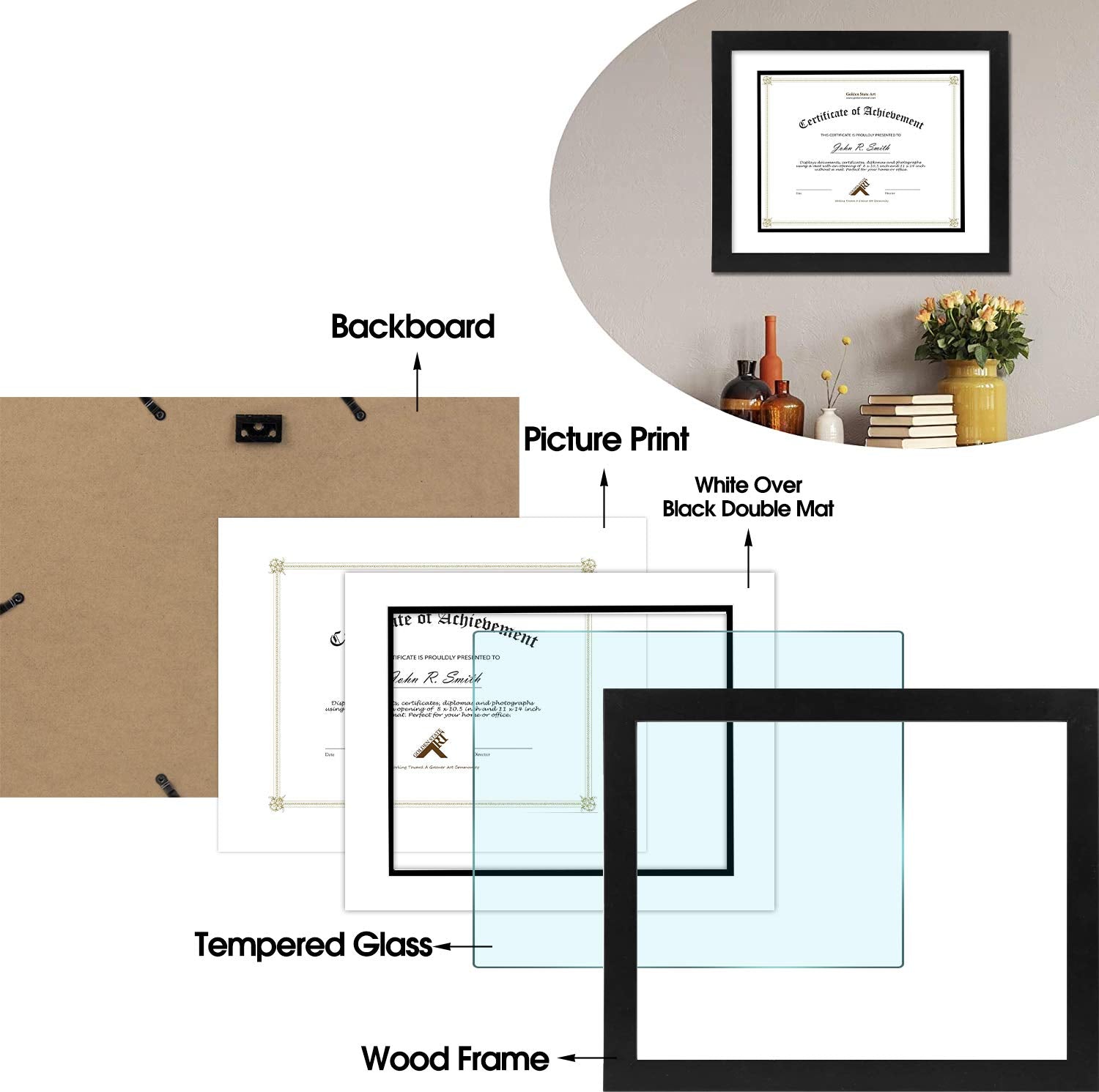 Two-pack Golden State Art diploma frame set for versatile display