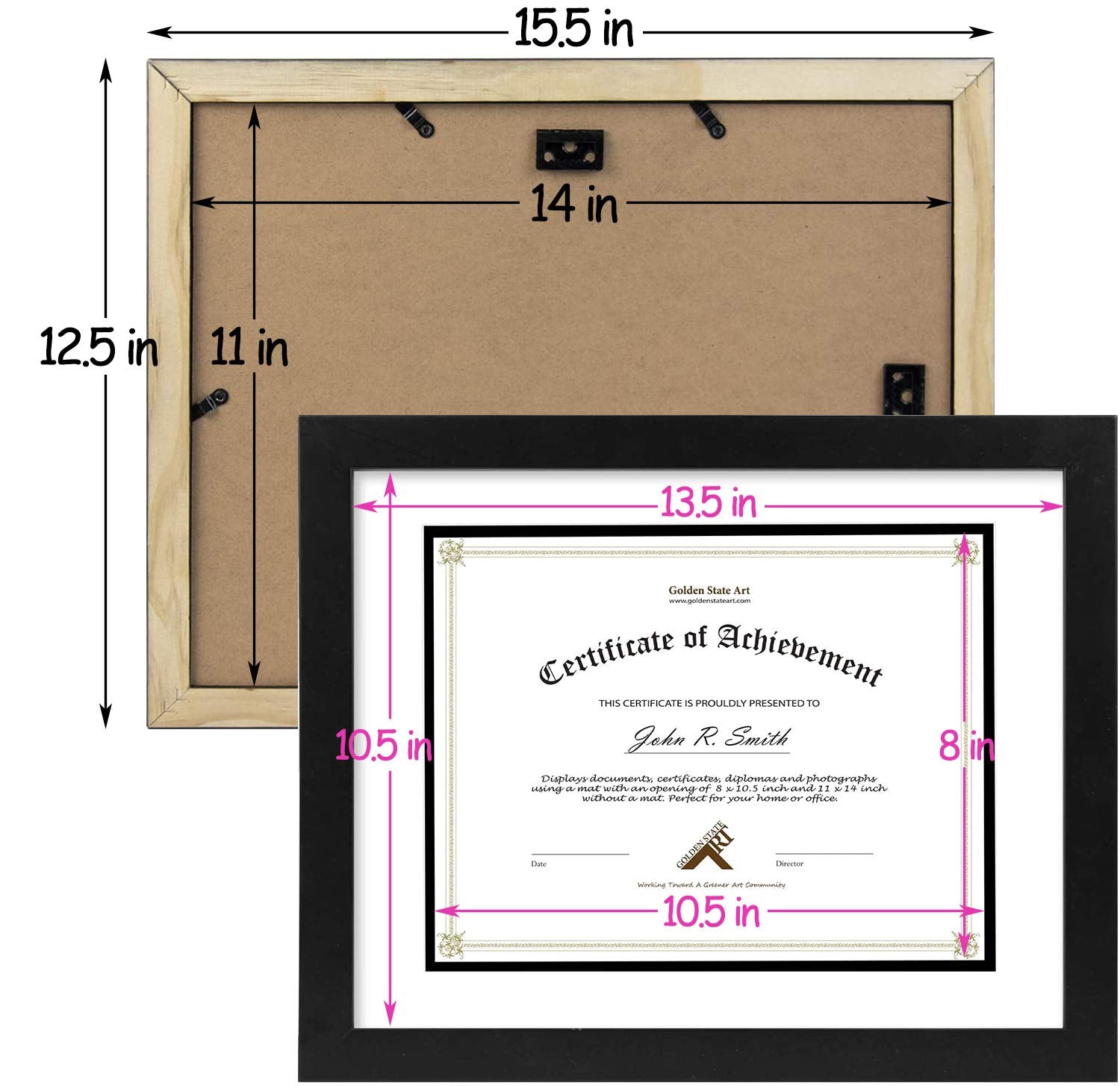Golden State Art frame mounted on wall in landscape orientation