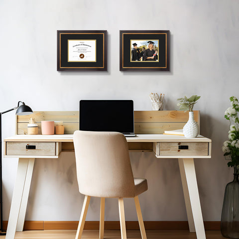 Double mat with white core and black over gold accent for photos.