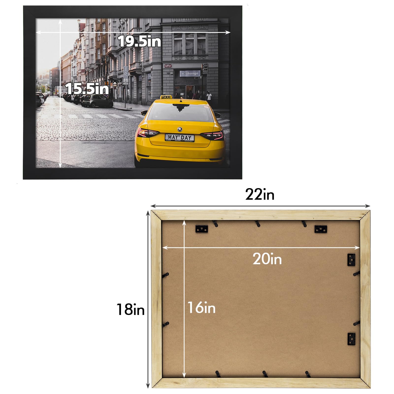 Golden State Art four sawtooth hangers enable versatile horizontal or vertical display.