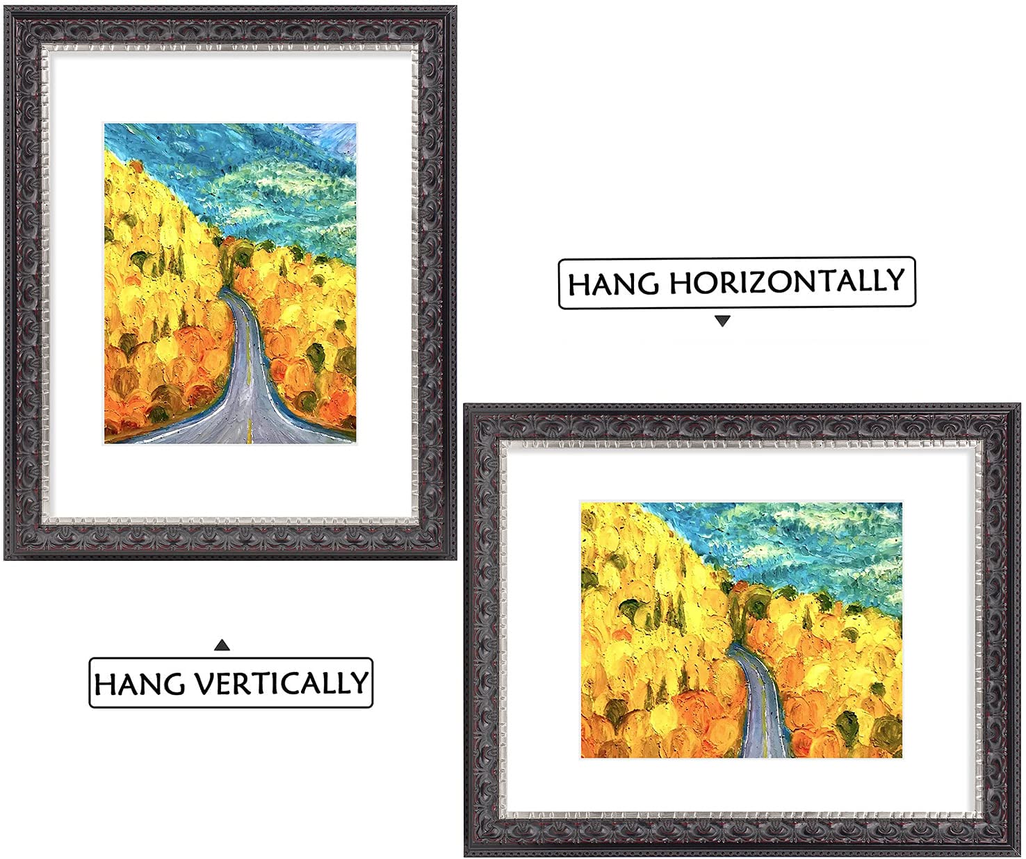 Golden State Art frame back with two hangers supports vertical or horizontal layouts