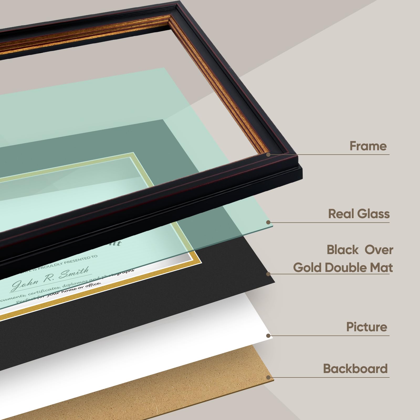 Back of frame showing two hangers for vertical or horizontal mounting.