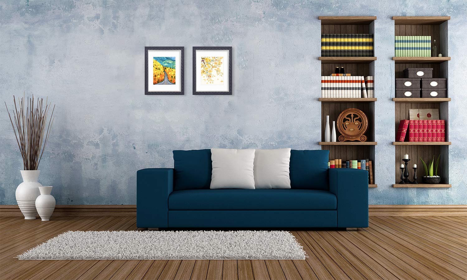 Golden State Art frame 1.5 inch border adds substantial presence on walls