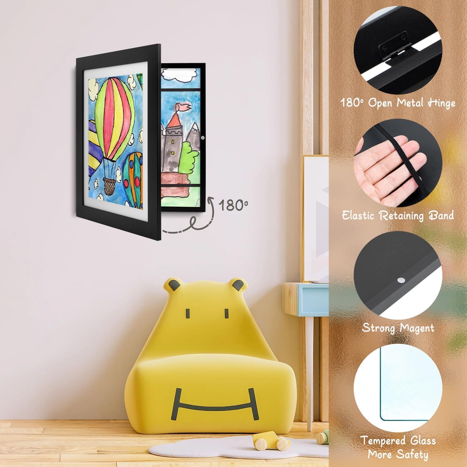 Golden State Art wall display supports vertical and horizontal layouts for flexibility.