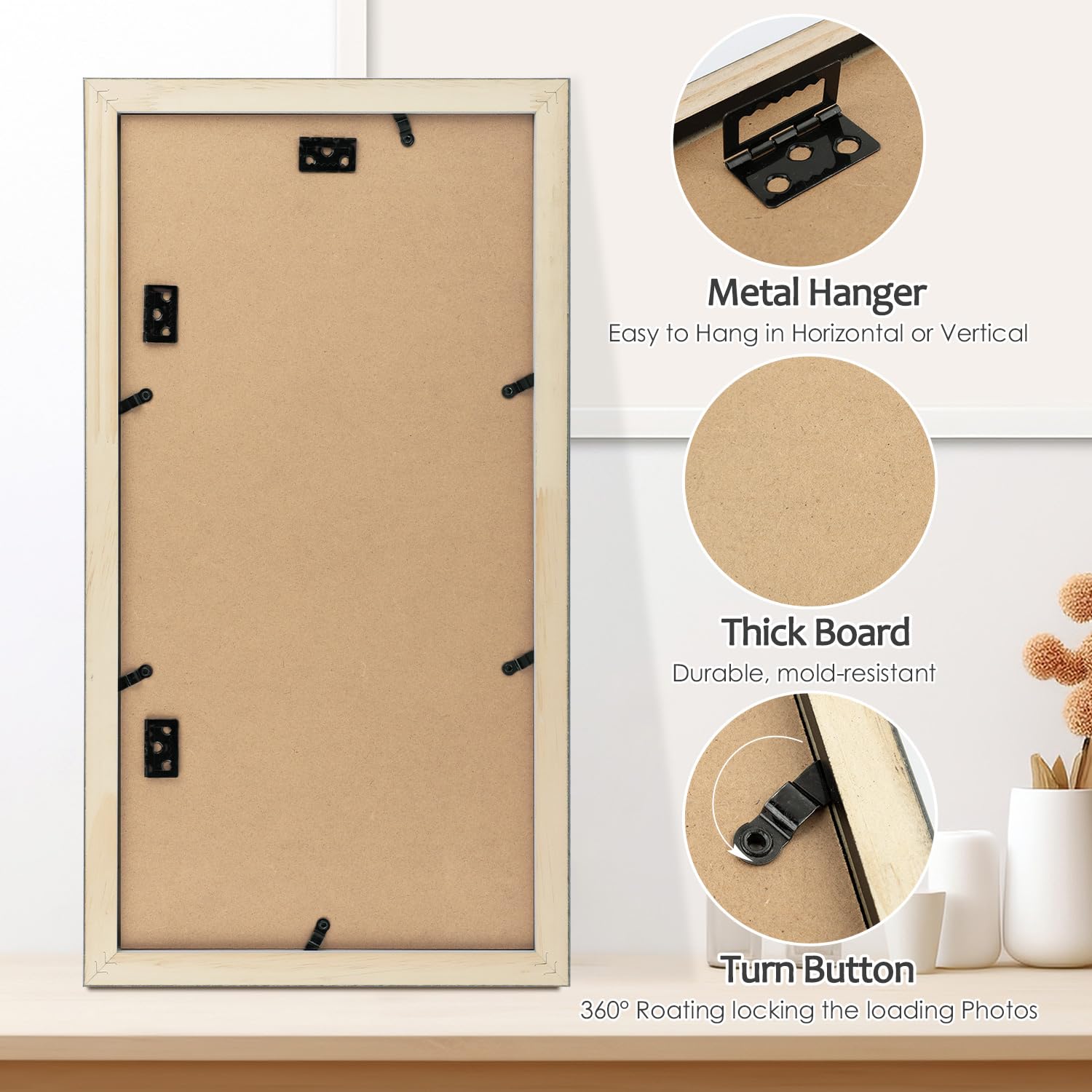 Frame supports horizontal and vertical displays for flexible layouts
