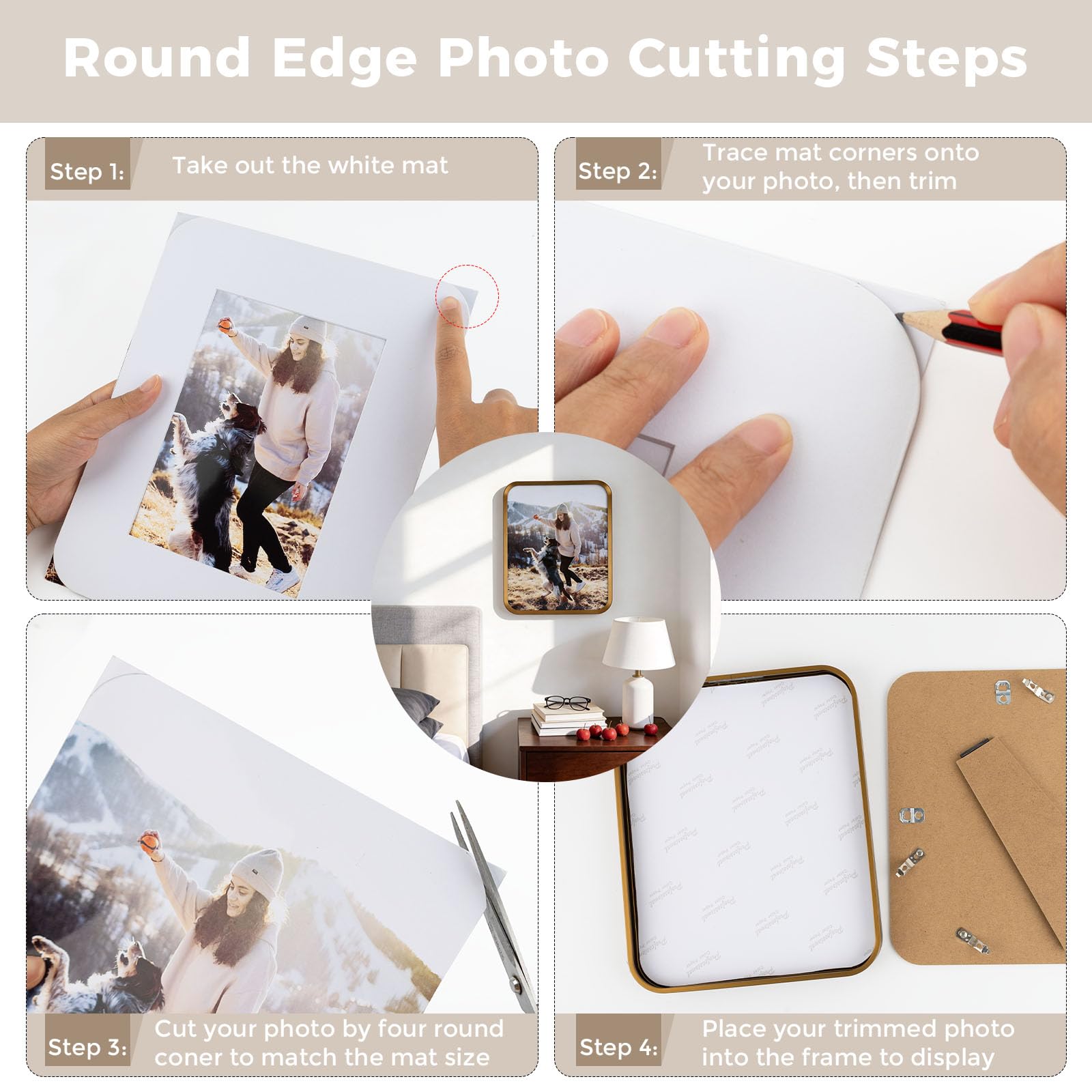 Golden State Art matte surface frame with round corners for wall display.