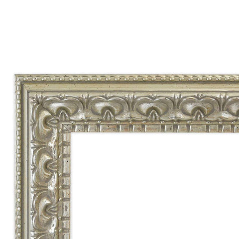 Closeup of the silver beige ornate finish by Golden State Art