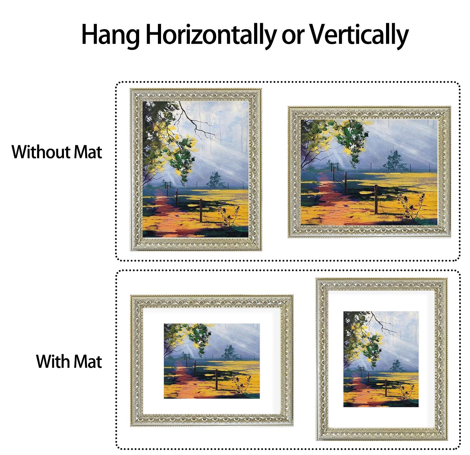 Horizontal hanging option on Golden State Art ornate frame