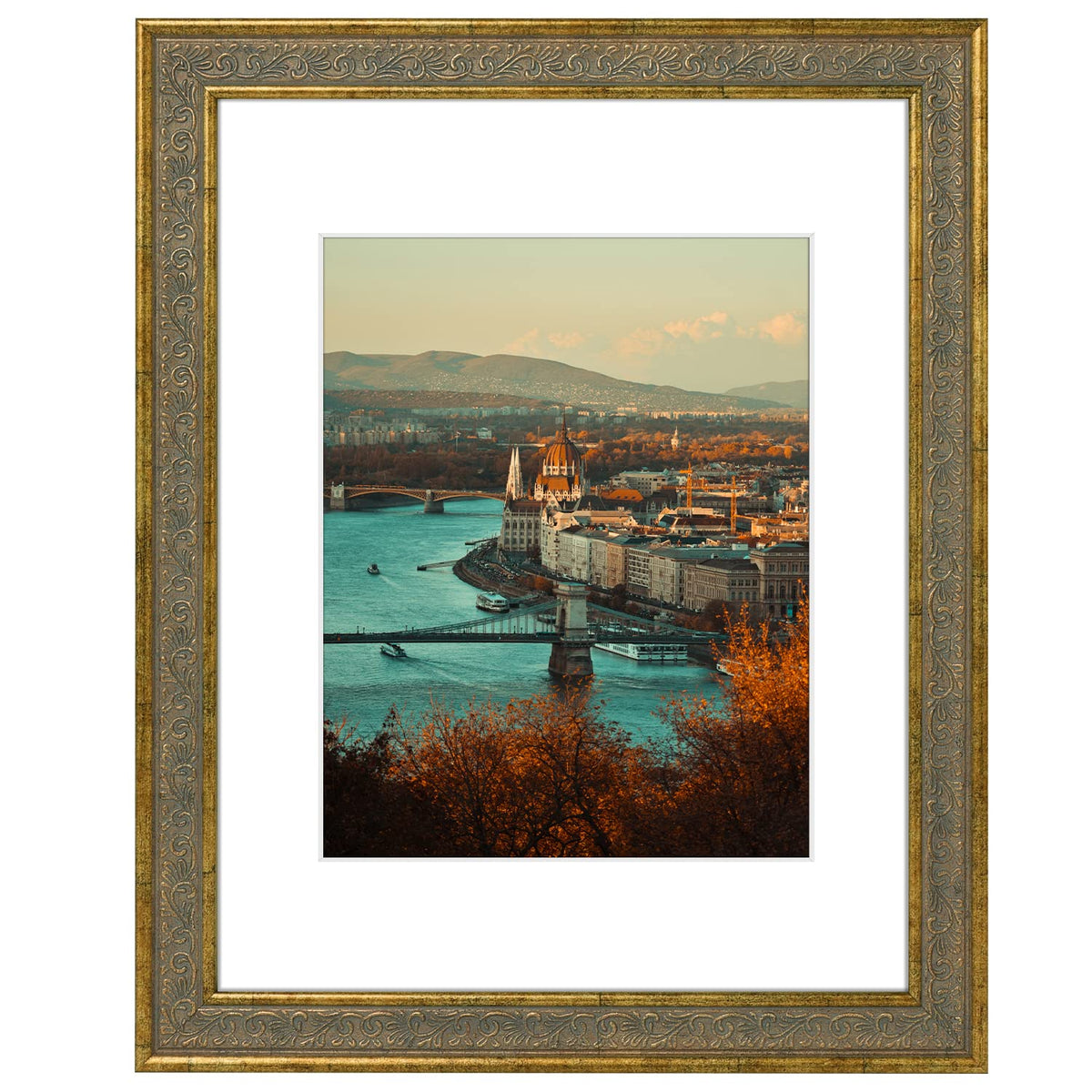 Golden State Art 11x14 ornate frame with distressed gold finish for refined walls.