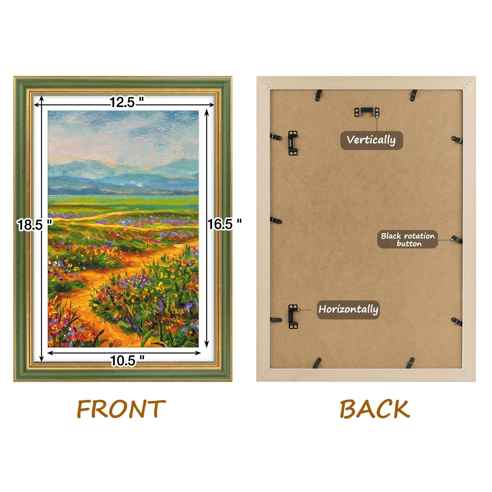 Golden State Art ornate frame back with mounting hardware for simple setup