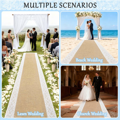 GoldenXin outdoor wedding aisle with lace trim enhances natural backdrop
