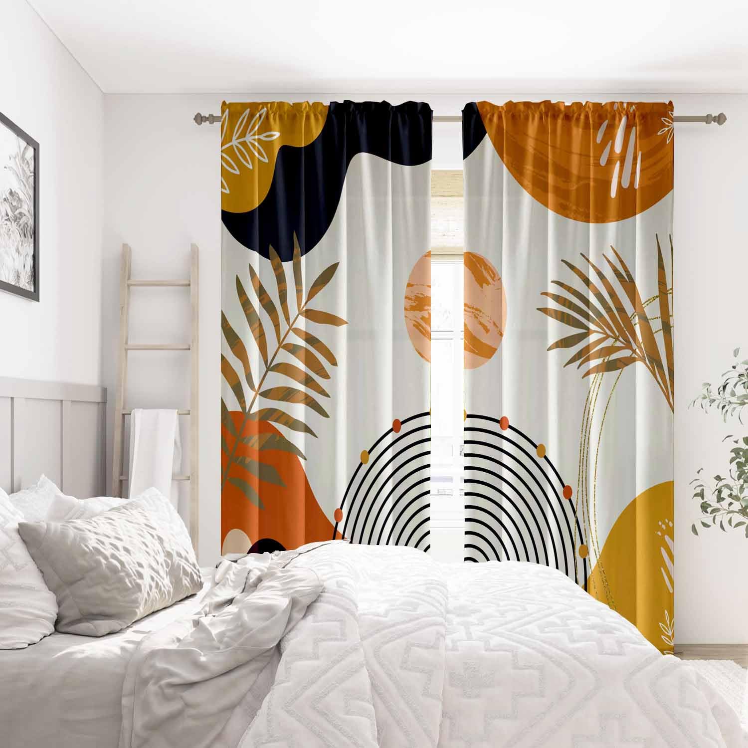 GOLDLAWN two-panel curtains with abstract leaves brighten a space and offer soft privacy