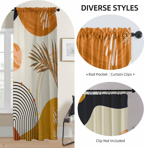 GOLDLAWN light-filtering curtains in burnt orange and yellow for easy daytime privacy