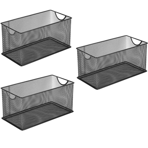 GoldOrcle 3-piece mesh storage bin on shelf for organized storage.