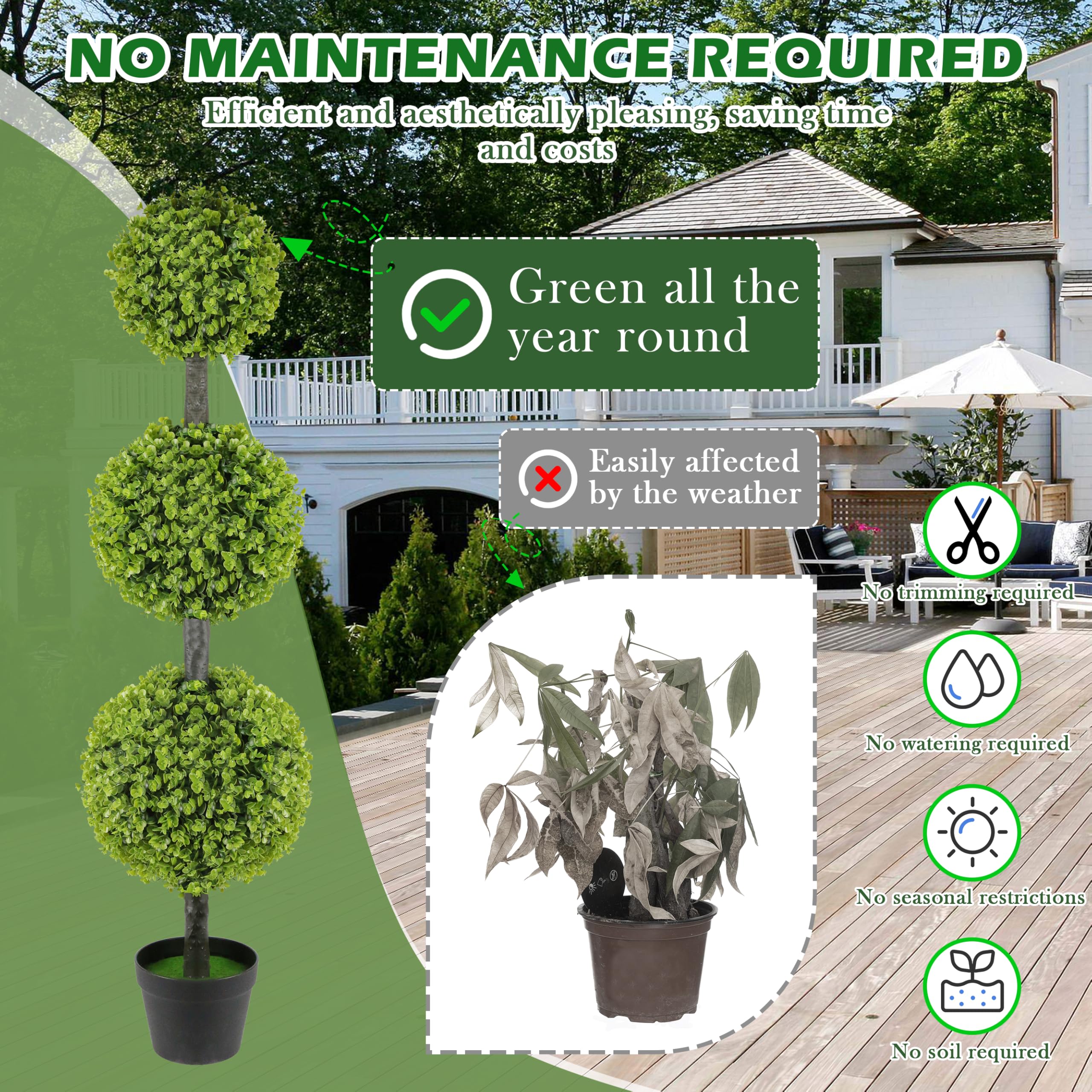 Goldshire topiary outdoor front-door decor with maintenance-free appeal
