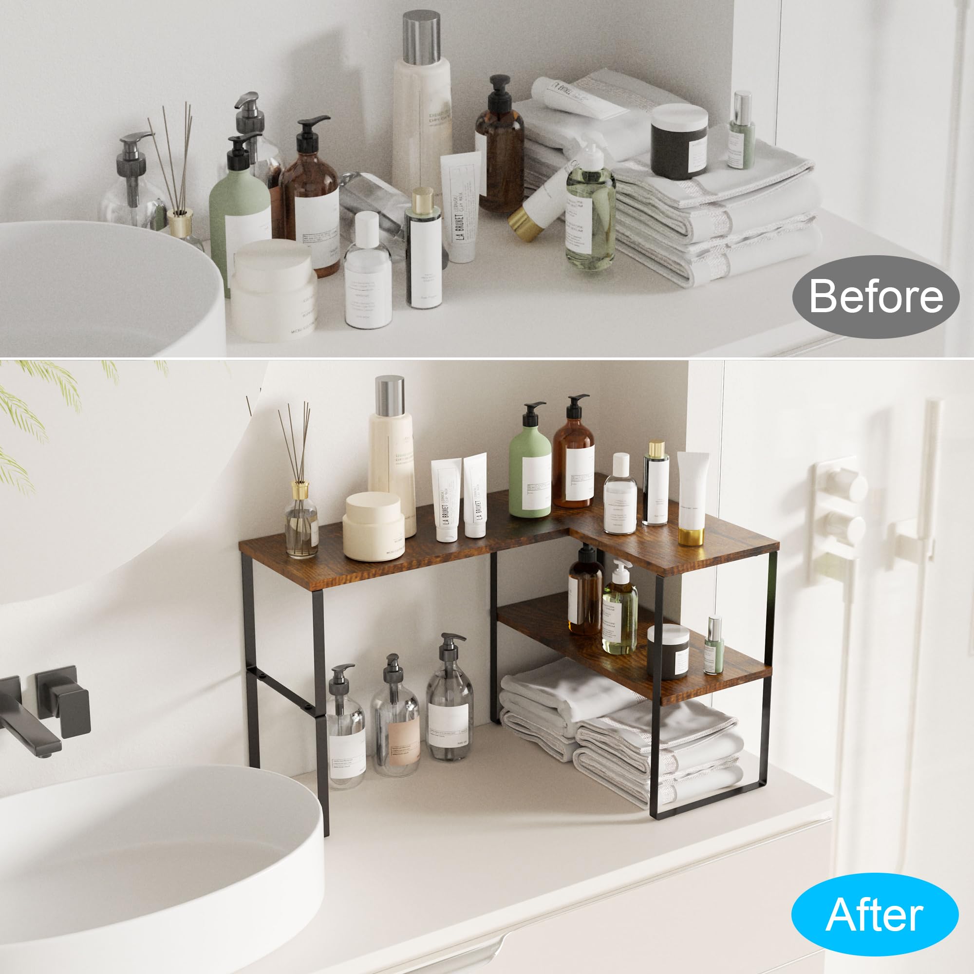 Golener bathroom shelf corner organizer holding toiletries