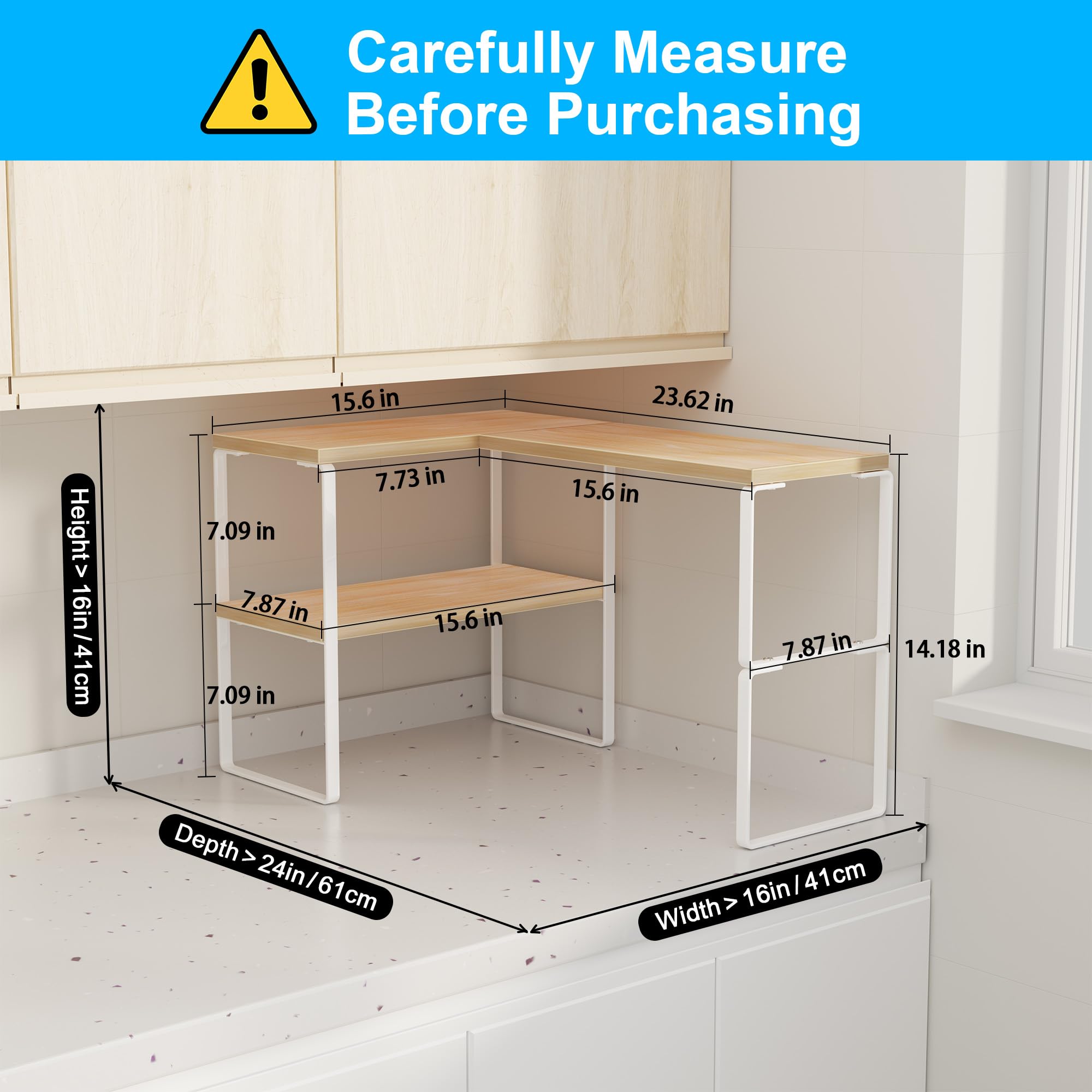 Golener kitchen spice rack corner shelf keeps spices organized and accessible.