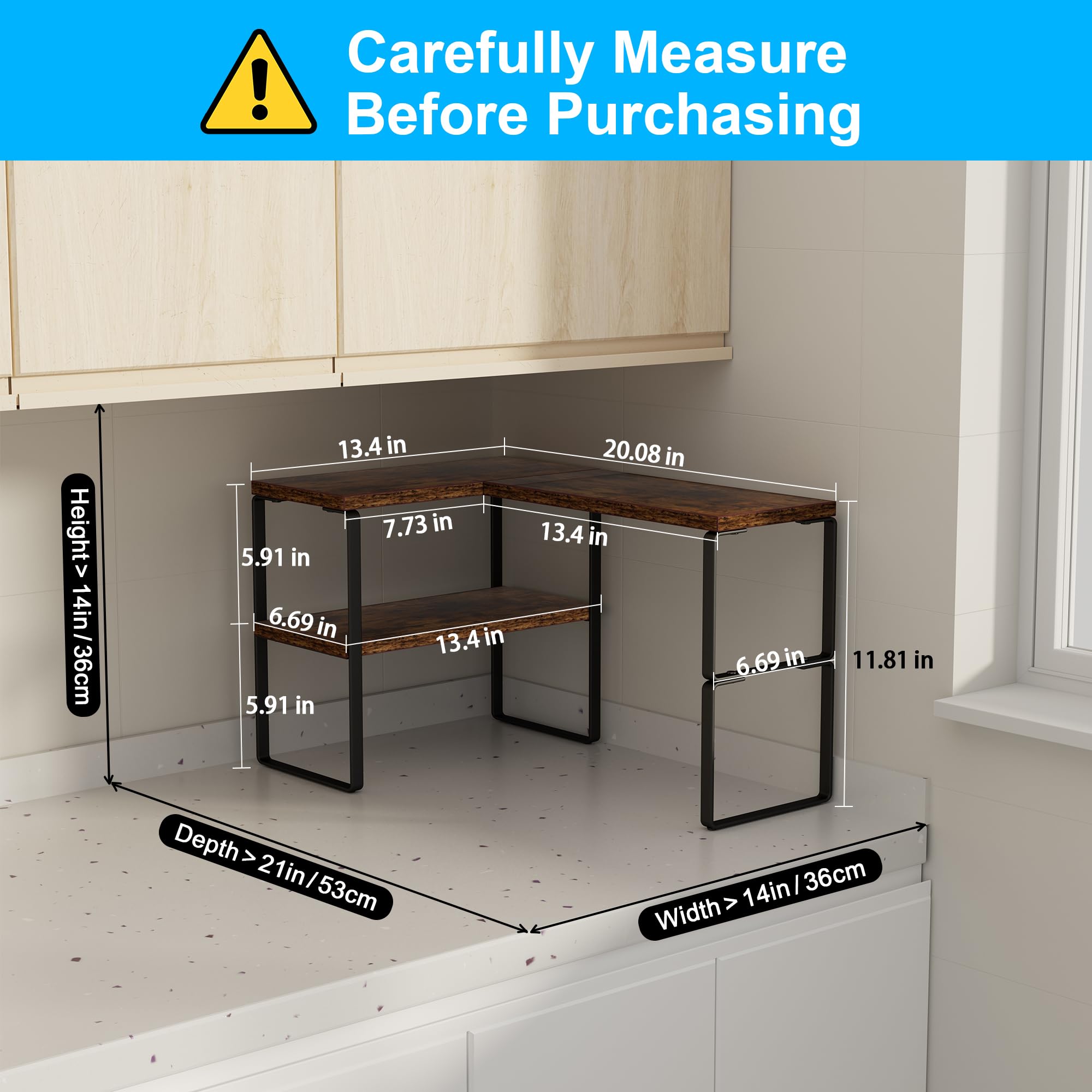 Golener kitchen spice rack corner storing spices while maximizing counter space