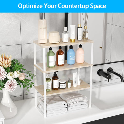 Golener natural beige corner shelf blends with décor.